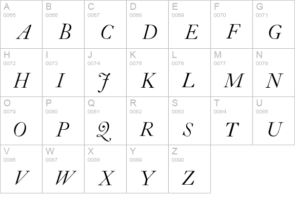 CaslonL-Italic uppercase A-Z preview