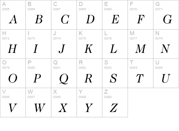 CaslonNo224EF-BookItalic uppercase A-Z preview
