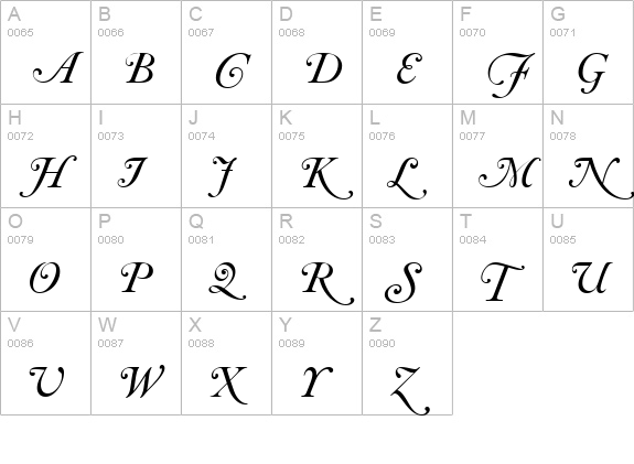 CaslonNo540SwaAltD Italic uppercase A-Z preview