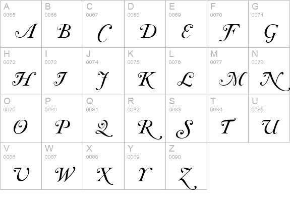 CaslonNo540SwaD Italic uppercase A-Z preview