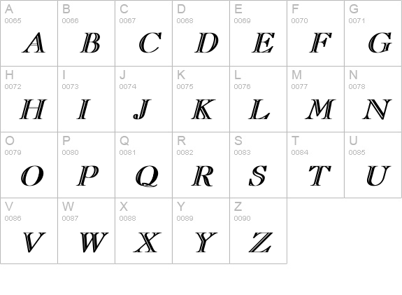 CaslonOpenFace Bold Italic uppercase A-Z preview