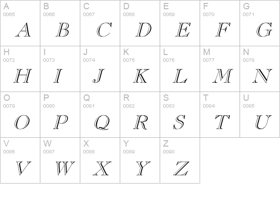 CaslonOpenFace Italic uppercase A-Z preview