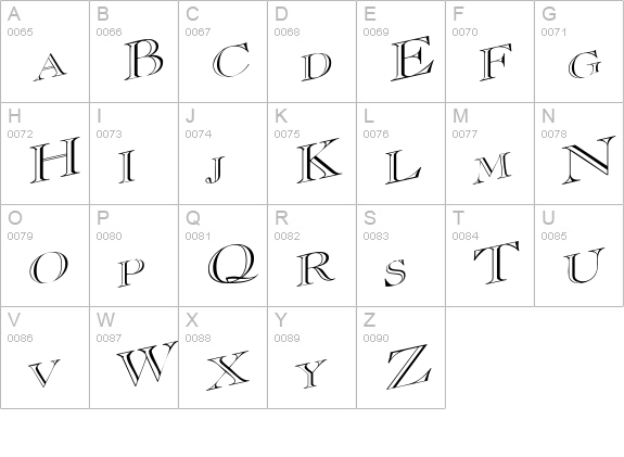 CasqueOpenFaceWacky uppercase A-Z preview