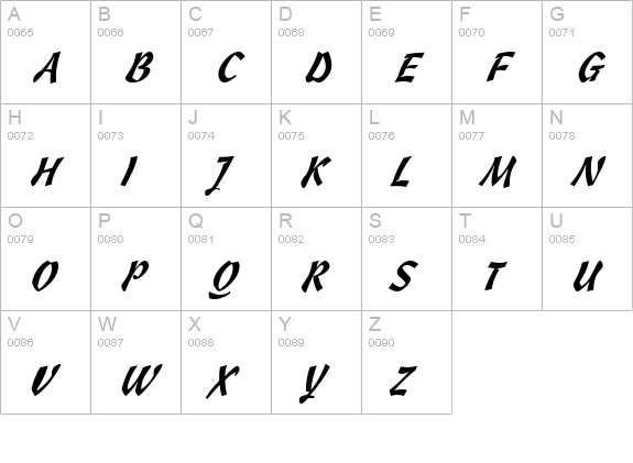 Cassia Italic uppercase A-Z preview
