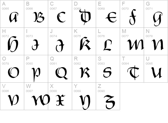 Castiglione uppercase A-Z preview