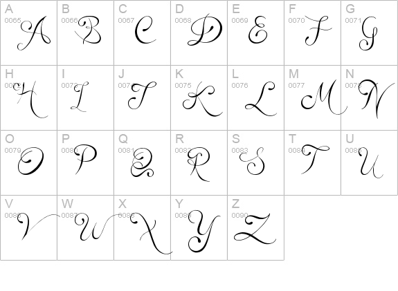 Catalina Script uppercase A-Z preview