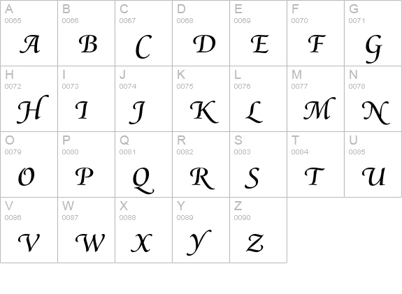 Cataneo Swash uppercase A-Z preview