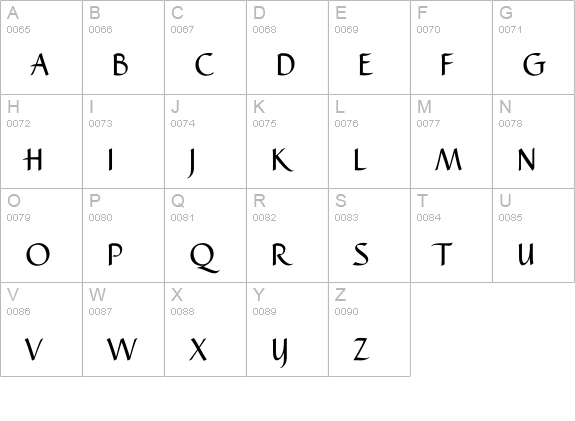 Caterina uppercase A-Z preview