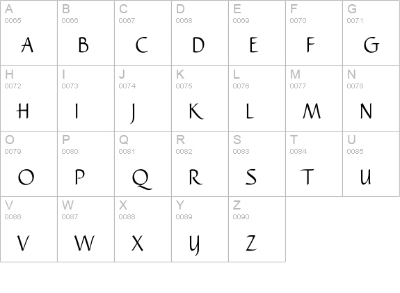 Caterina Light uppercase A-Z preview