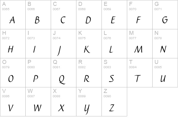 Caterina Light Italic uppercase A-Z preview