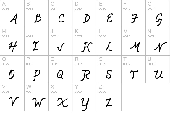 CathysHand Regular uppercase A-Z preview