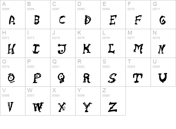 Cathzulu uppercase A-Z preview