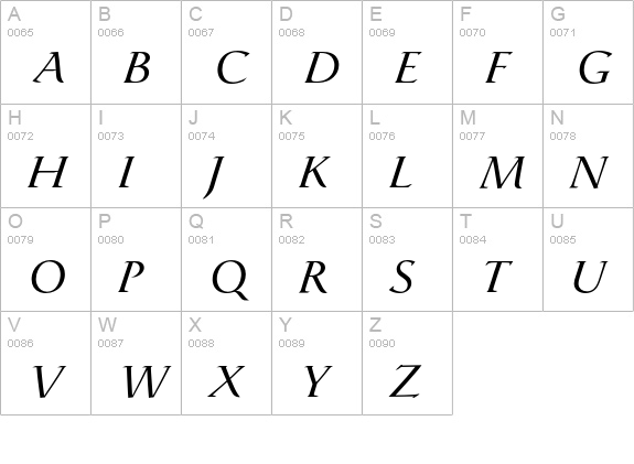 Catull BQ Italic uppercase A-Z preview