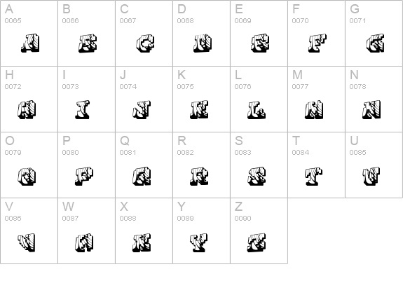 Cauterise uppercase A-Z preview