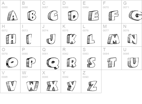 Caveman uppercase A-Z preview