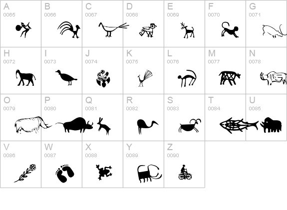 CavePaintingDingbats uppercase A-Z preview