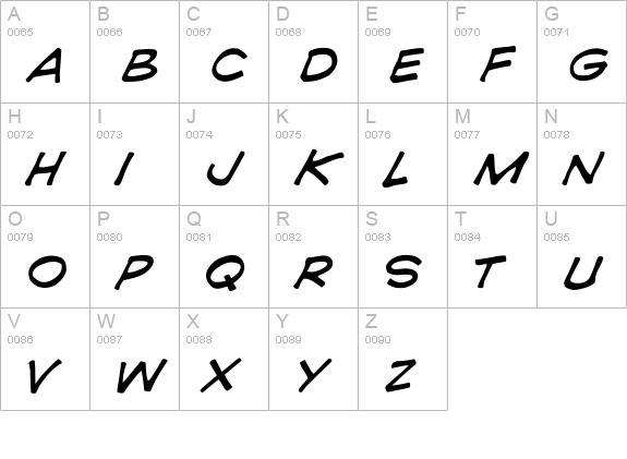 CCComicrazy-Italic uppercase A-Z preview