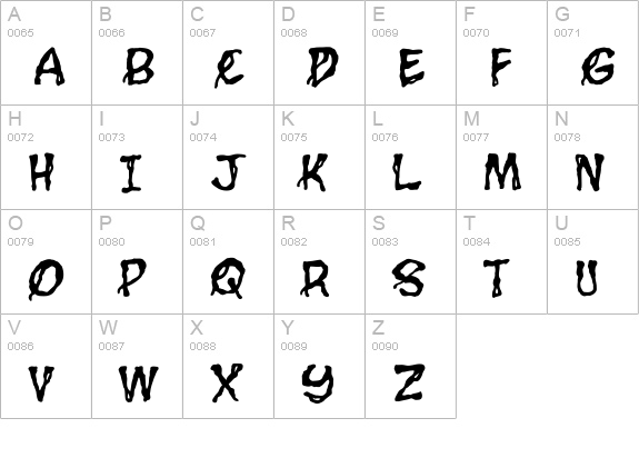 CCGrimlyFiendish-Regular uppercase A-Z preview