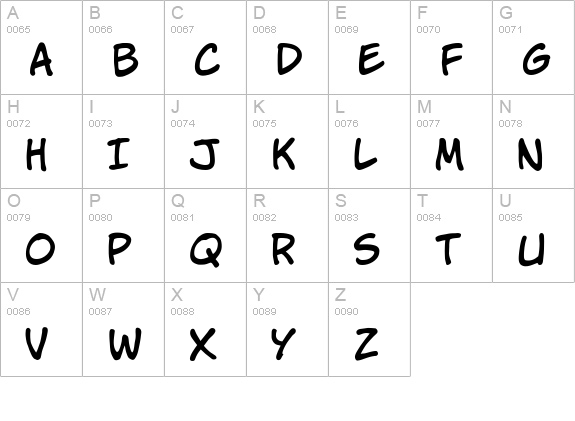 CCJimLee-Regular uppercase A-Z preview