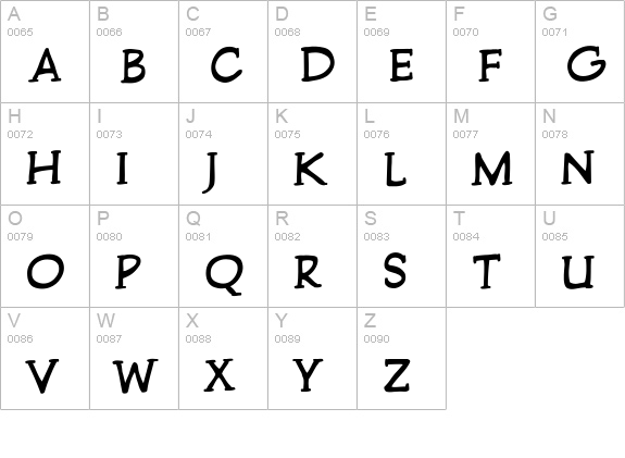 CCPulpFiction uppercase A-Z preview
