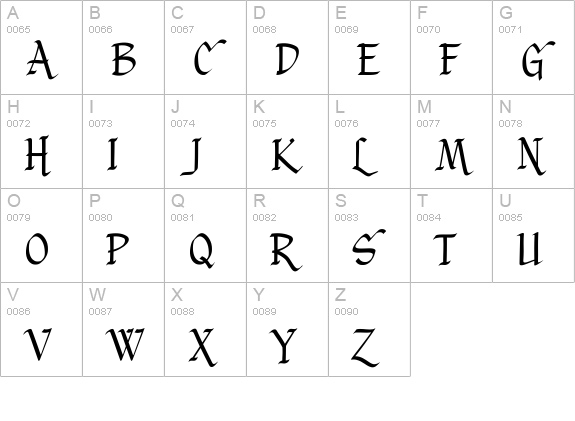 CCYuletideLog uppercase A-Z preview