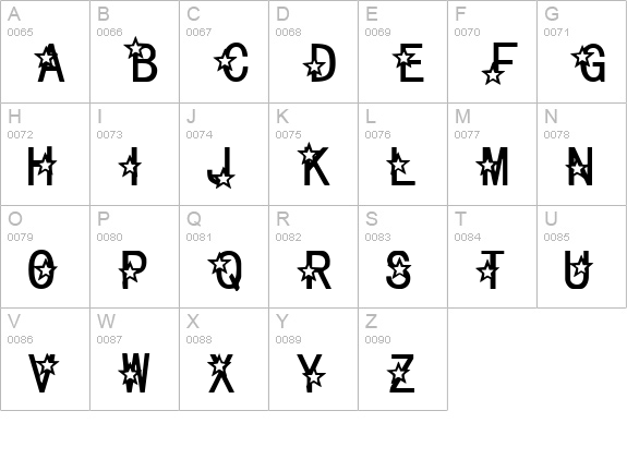 Celestial uppercase A-Z preview