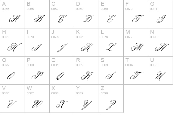 Cellicia Script uppercase A-Z preview