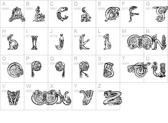 Celtasmigoria uppercase A-Z preview