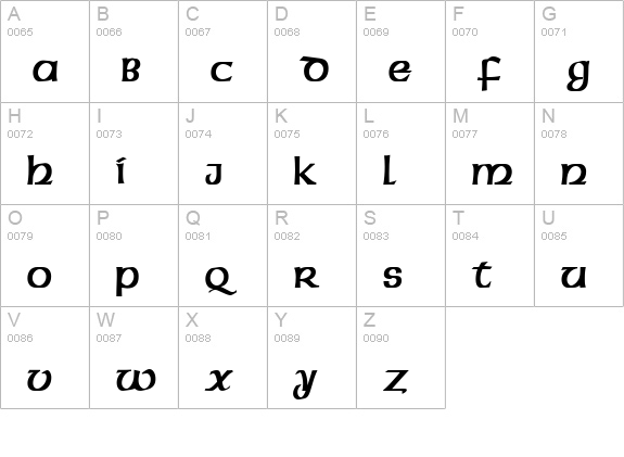 Celtic-Condensed Bold uppercase A-Z preview