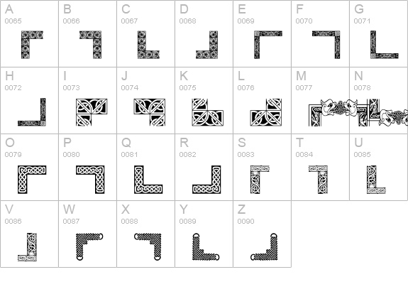 Celtic Frames uppercase A-Z preview