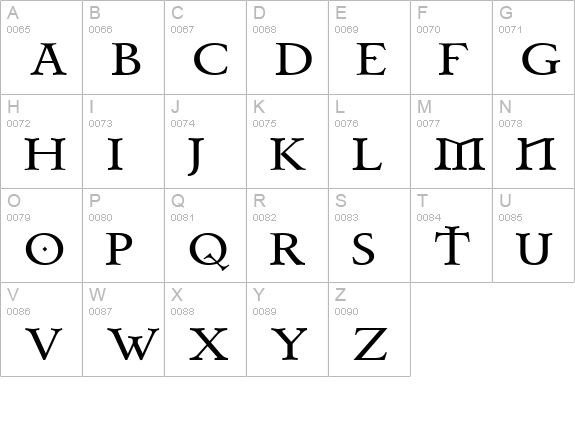 Celtic Garamond the 2nd uppercase A-Z preview