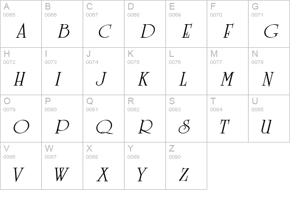 Celtic MN Italic uppercase A-Z preview