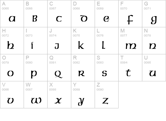 CelticCondensed Normal uppercase A-Z preview