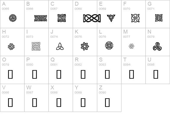 CeltiCons uppercase A-Z preview