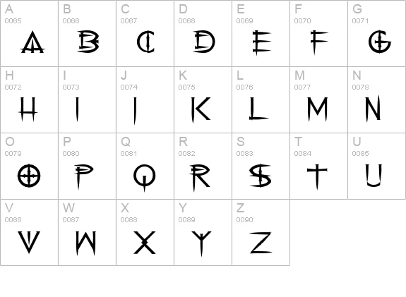 Cenobyte uppercase A-Z preview