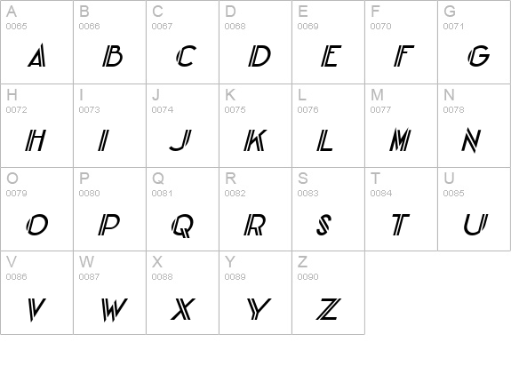 CentreClawsSlant uppercase A-Z preview