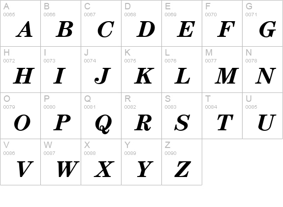 Century Bold Italic uppercase A-Z preview