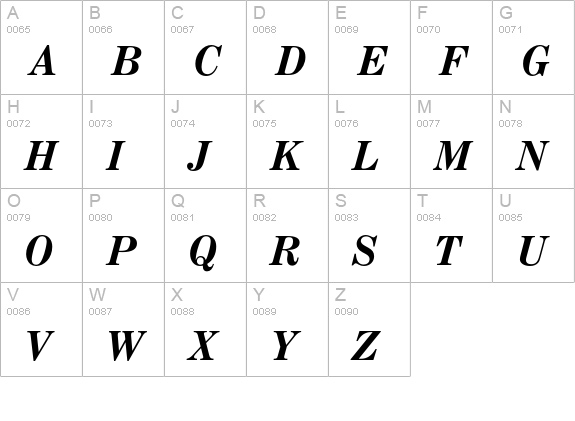 Century Expanded Bold Italic uppercase A-Z preview