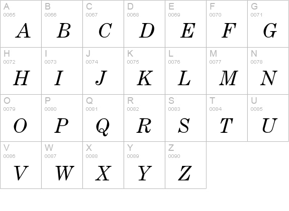 Century Expanded Italic uppercase A-Z preview