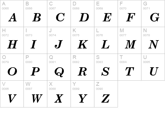 Century-Schoolbook-Bold-Italic uppercase A-Z preview
