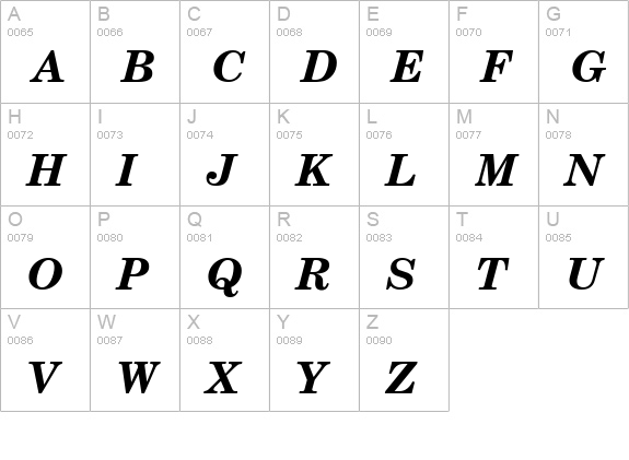 Century Schoolbook BOLDITALIC uppercase A-Z preview