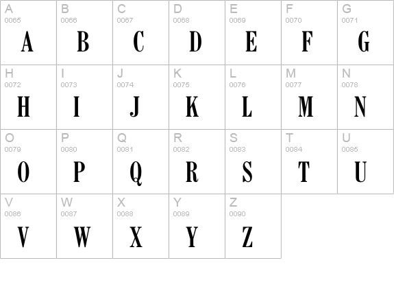 CenturyFB-BoldCondensed uppercase A-Z preview