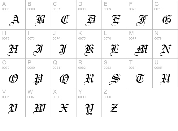 Certificate Italic uppercase A-Z preview