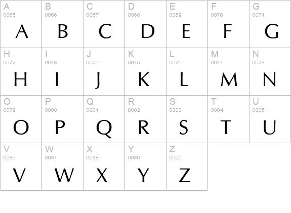 CG Omega uppercase A-Z preview
