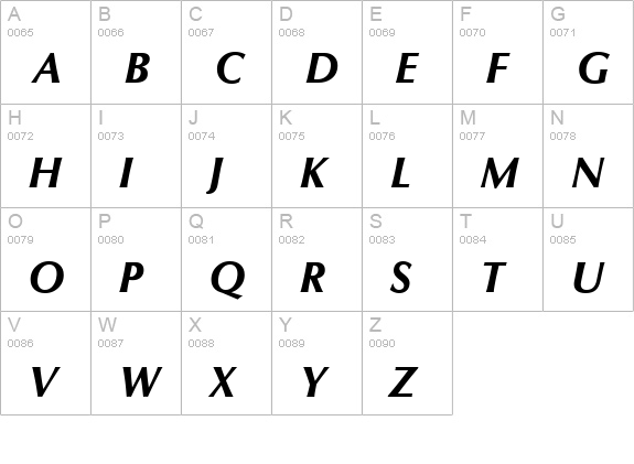 CG Omega Bold Italic uppercase A-Z preview