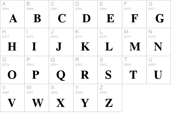 CG Times Bold uppercase A-Z preview