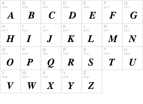 CG Times Bold Italic uppercase A-Z preview