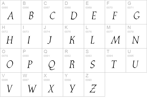 CgAthenaeumItalic uppercase A-Z preview