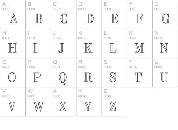 CgTorinoOutline uppercase A-Z preview