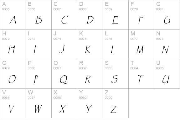 Chalk-Condensed Italic uppercase A-Z preview
